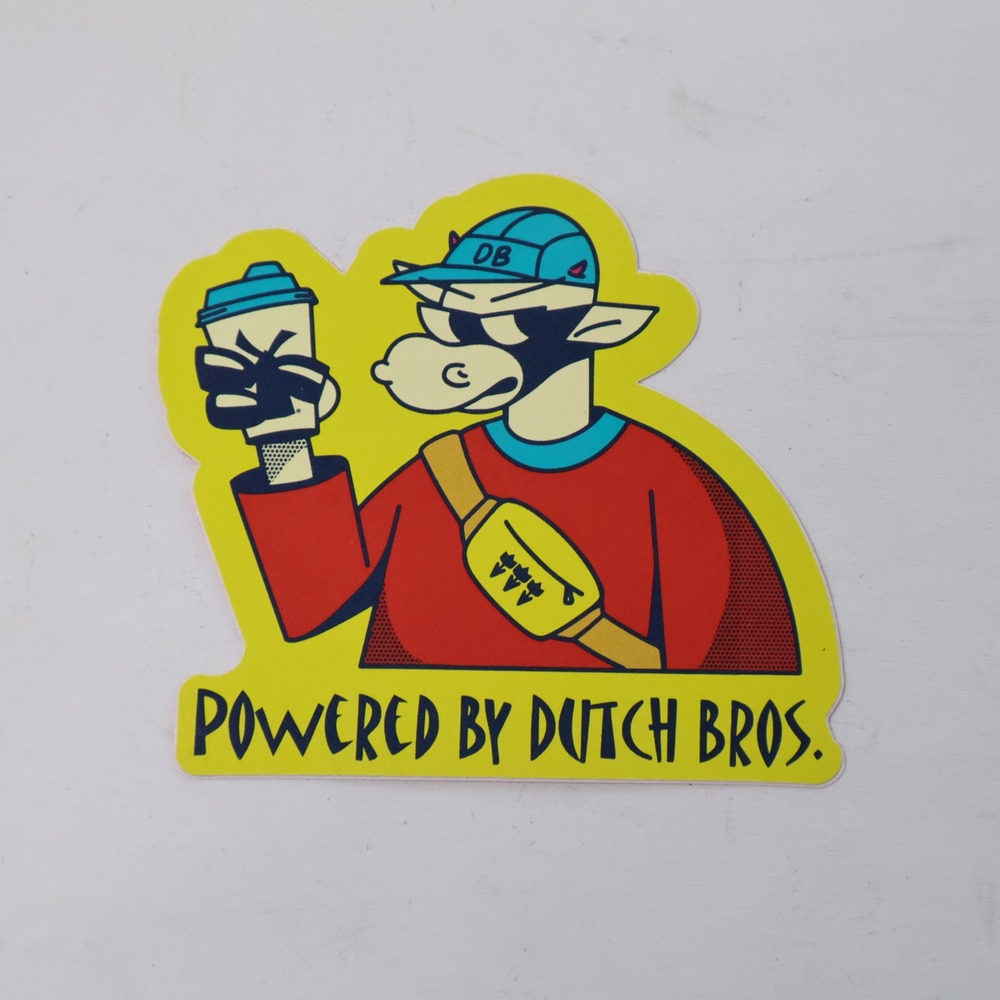 Dutch Bros Coffee Sticker Powered By Dutch Bros Cow Mascot Dutch Luv Feb 18 2024